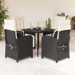 vidaXL 5 részes fekete polyrattan kerti étkezőgarnitúra párnákkal (3212515) - vidaxl