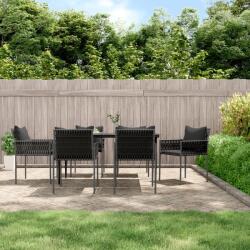vidaXL 7 részes polyrattan és acél kerti étkezőgarnitúra párnával (3187060)