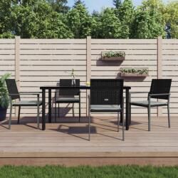 vidaXL 5 részes polyrattan és acél kerti étkezőgarnitúra párnával (3187025)