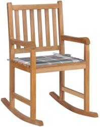 vidaXL tömör tíkfa hintaszék szürke kockás párnával (3062771) - vidaxl