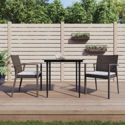 vidaXL 3 részes polyrattan és acél kerti étkezőgarnitúra párnával (3186969)