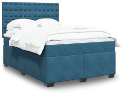 vidaXL kék bársony rugós ágy matraccal 160 x 200 cm (3293270)