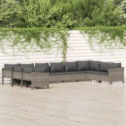 vidaXL 10 részes szürke polyrattan kerti ülőgarnitúra párnákkal (3187306)
