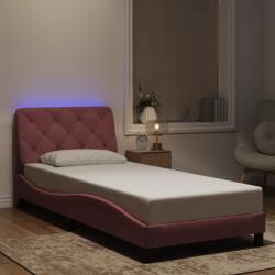 vidaXL rózsaszín bársony ágykeret LED-világítással 80 x 200 cm (3213824) - vidaxl