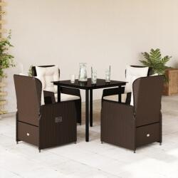 vidaXL 5 részes barna polyrattan kerti étkezőgarnitúra párnákkal (3262848)