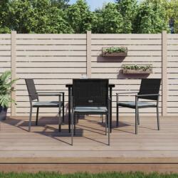 vidaXL 5 részes polyrattan és acél kerti étkezőgarnitúra párnával (3187002)