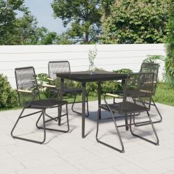 vidaXL 5 részes fekete PVC rattan kerti étkezőgarnitúra (3099216) - vidaxl