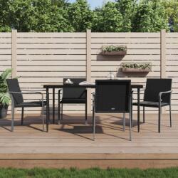 vidaXL 5 részes polyrattan és acél kerti étkezőgarnitúra párnával (3186947)
