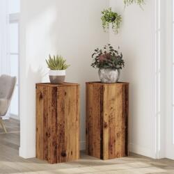 vidaXL 2 db antik fa színű szerelt fa növénytartó állvány 30x30x70 cm (852931) - vidaxl