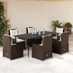 vidaXL 7 részes barna polyrattan kerti étkezőgarnitúra párnával (3262845)