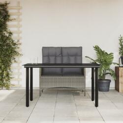 vidaXL 2 részes szürke polyrattan kerti étkezőgarnitúra párnákkal (3203505)