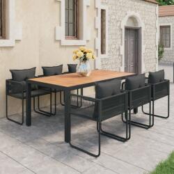 vidaXL 7 részes fekete és barna PVC rattan kerti étkezőgarnitúra (3060110) - vidaxl