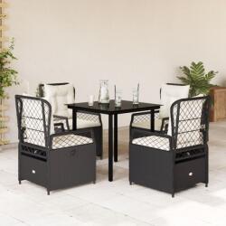 vidaXL 5 részes fekete polyrattan kerti étkezőgarnitúra párnákkal (3262965) - vidaxl