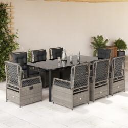 vidaXL 9részes világosszürke polyrattan kerti étkezőgarnitúra párnával (3263040)