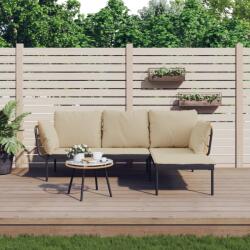 vidaXL 3 részes polyrattan kerti ülőgarnitúra bézs párnákkal (364108)