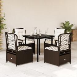 vidaXL 5 részes barna polyrattan kerti étkezőgarnitúra párnákkal (3262979)
