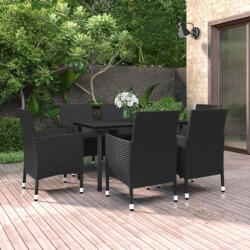 vidaXL 7 részes polyrattan és üveg kerti étkezőgarnitúra párnákkal (3099688)