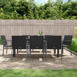 vidaXL 9 részes polyrattan és acél kerti étkezőgarnitúra párnával (3186968)