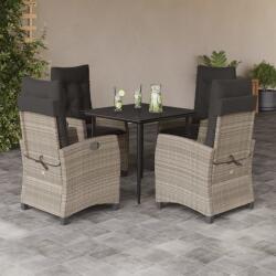 vidaXL 5részes világosszürke polyrattan kerti étkezőgarnitúra párnával (3212843)