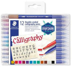 STAEDTLER Kalligrafikus marker készlet, 2, 0/3, 5 mm, kétvégű, STAEDTLER "3005", 12 szín (3005 TB12) - iroszer24