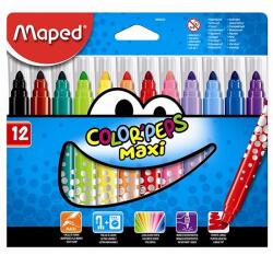 Maped Color Peps Maxi Filctoll - Háromszög Test, Kimosható, 1-3, 6 mm, 12 db-os Készlet (846020)