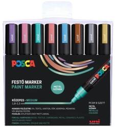 uni Dekormarker 0, 9-1, 3mm, Uni Posca PC-3M 8 db-os készlet. metál (2UPC5MMETAL8DB) - web24