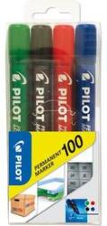 Pilot Alkoholos marker, 1 mm, kúpos, PILOT "Permanent Marker 100", 4 szín (ppm100s4) - irodaszer
