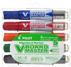 Pilot Táblamarker készlet, 2, 3 mm, kúpos, PILOT "V-Board Master", 5 különböző szín (PBMTK5) - papirtar