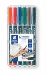 STAEDTLER Alkoholos marker készlet, OHP, 1 mm, STAEDTLER "Lumocolor® 317 M", 6 különböző szín (ts317wp6) - irodaszer