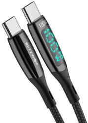 BlitzWolf BW-TC23 adatkábel (Type-C - Type-C, 5A, gyorstöltés támogatás, 100W, 90cm, LED jelzés, cipőfűző minta) FEKETE Lenovo Tab P12 (TB370), Xiaomi 13T Pro, Google Pixel 8, Google Pixel 8 (BW-TC23_90)