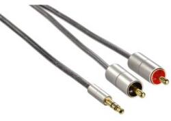 Hama Összekötő kábel, 3, 5 mm-es sztereo jack dugóról 2 db RCA dugóra, 1m, Aluline
