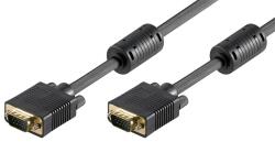 Goobay 50491 Duplán Árnyékolt Monitorkábel - Zavarszűrővel - 5 m, Fekete