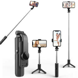 Techsuit - Mini Szelfibot (L11) - Stabil Tripod Bluetooth Időzítővel, 360 Forgás, 73 cm - Fekete