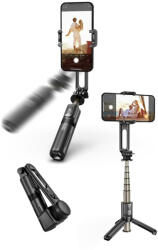 Techsuit - Mini Selfie Bot (L18Mini) - Stabil Gimbal/Állvány Bluetooth Távirányítóval, 360 fokos forgatás, 70 cm - Fekete