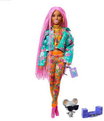 Mattel Extravagáns baba kisegérrel - Nyomott virágmintás dzsekivel (GRN27_GXF09)