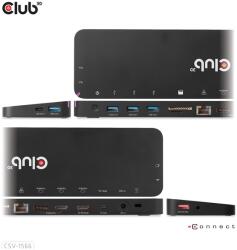 Club 3D Notebook Dokkoló - CSV-1566 (120W, USB-C to 5x USB-A Gen 1, USB-C Gen 1, 2xHDMI, DP, RJ45, SD. TF. 3, 5 Jack, DC) (CSV-1566) - smart-otthon