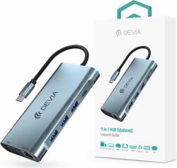 DEVIA ST399992 Leopard USB-C apa - USB/HDMI/SD/RJ45 anya Többportos Átalakító Adapter - Szürke (ST399992)