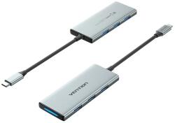Vention USB-C to HDMI/USB 3.0x3/SD/TF/PD Dokkoló 0.15M Gray Aluminum Alloy Type (TOPHB) - totalprint