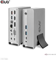 Club 3D Notebook Dokkoló - CSV-1568 (120W, Gen 2 USB-C to 4x USB-A, USB-C Gen 2, 2xHDMI, DP, VGA, RJ45, DC) (CSV-1568) - smart-otthon