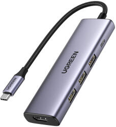 UGREEN Adapter Ugreen Revodok CM511 USB-C to 3x USB, HDMI, USB-C, HDMI 4K 30Hz, PD 100W (15596)