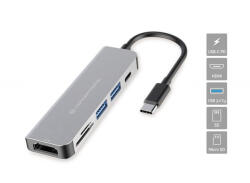 Conceptronic Notebook Dokkoló - DONN02G (USB-C to HDMI+USB-C PD: 60W+USB-A+SD/TF, szürke) (MOBCONDONN02G)