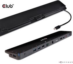Club 3D Notebook Dokkoló - CSV-1565 (100W, USB-C to 5xUSB-A Gen 1, 2x USB-A 2.0, HDMI, DP, VGA, RJ45, Micro SD, 3, 5 Jack) (CSV-1565) - smart-otthon