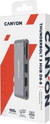 CANYON DS-5, Statie de andocare multiport cu 7 porturi, 1*Tip C PD100W+2*HDMI+1*USB3.0+1*USB2.0+1*SD+1*TF. Intrare 100-240V, iesire USB-C PD100W&USB-A 5V/1A, aliaj de aluminiu, gri spatial, 104*42 (CNS-TDS05