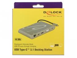 Delock USB Typ-C Port Replicator (MIC, Audio, HDMI, DVI, LAN, 3x USB 3.0) 4K (87297)