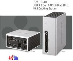 Club 3D Notebook Dokkoló - CSV-3104D (4K UHD, 3.0 USB-A to HDMI, DVI-I, 4xUSB-A, RJ45, 3.5 Jack Audio + Mic) (CSV-3104D) - wincity