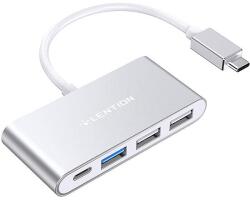 Lention 4 az 1-ben hub USB-C - USB 3.0 + 2x USB 2.0 + USB-C ezüst (CB-TP-C13-SILNA2)