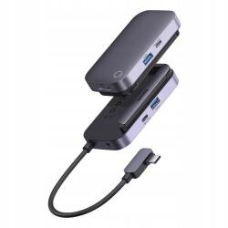 Baseus PadJoy Series Hub 4w1 USB-C do USB 3.0 + HDMI + USB-C PD + jack 3.5mm (Szürke) (WKWJ000013)