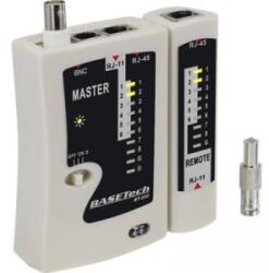 Basetech Koax kábel teszter, UTP, LAN hálózati kábel teszter, RJ11/RJ45, BNC csatlakozókhoz, kábelekhez Basetech BT-200