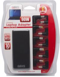 Delight Univerzális 90W laptop/notebook töltő adapter tápkábellel (55360) (55360)