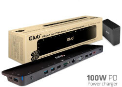 Club 3D Notebook Dokkoló - CSV-1564W100 (100W, 3.2 USB-C to 3xUSB-A 3.2, 5x USB-A, HDMI, PD, VGA, RJ45, SD, Micro SD, 3, 5 (CSV-1564W100) - haztartasibolt
